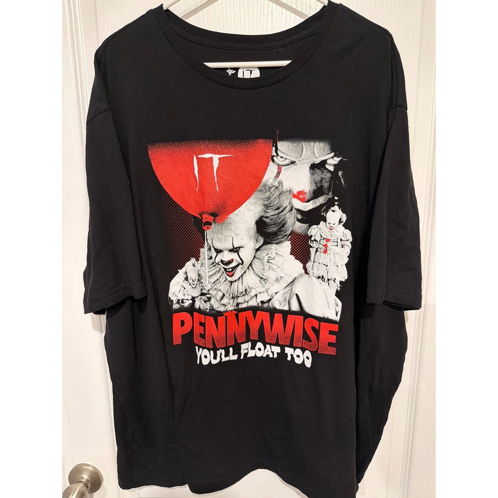 Hybrid IT Pennywise Horror Movie Graphic T-Shirt Black 3XL Youll Float Too Tee